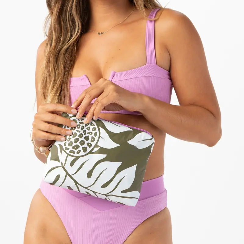 Aloha Collection White/Olive Holomua Small Carry Pouch 1
