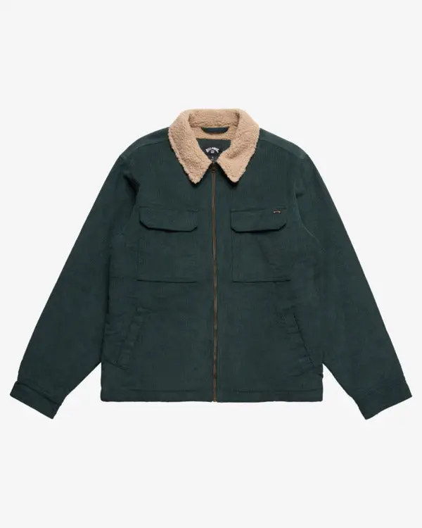 Billabong Barlow Sherpa Cord Jacket – Bottle Green 1