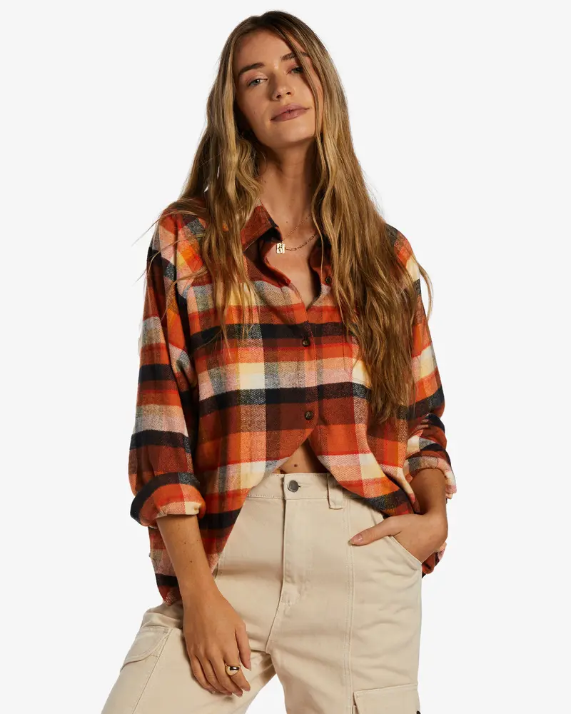 Billabong Best Time Long Sleeve Shirt In Mocha 1