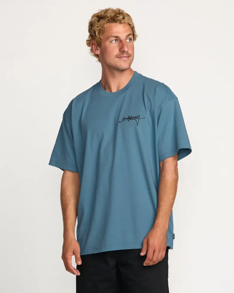 Billabong Bracket Script Vintage-Style T-Shirt – Carolina Blue 1