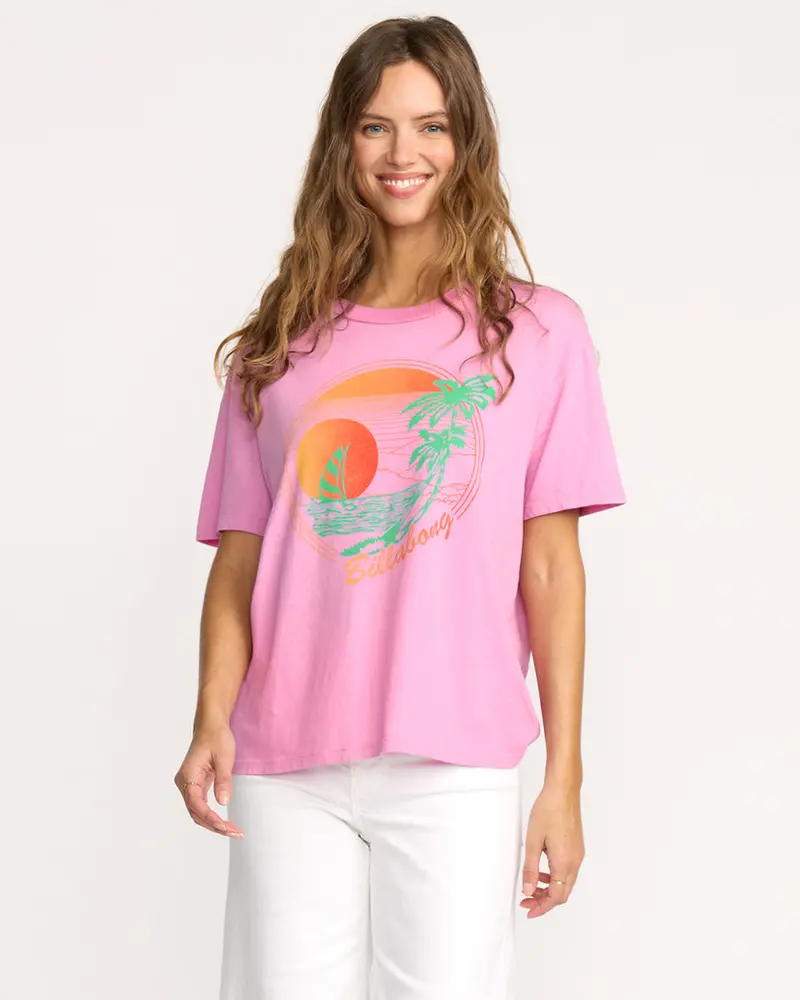 Billabong Bright New Day Art Print T-Shirt – Bright Rose 1