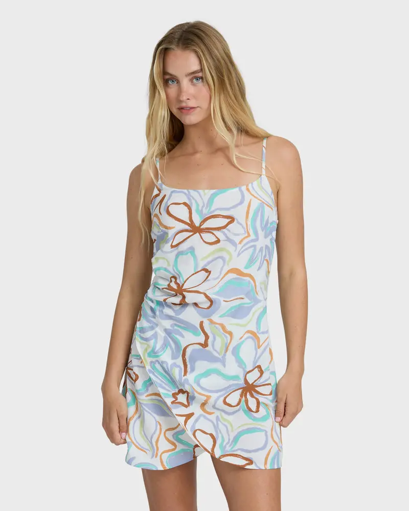 Billabong By Your Side Mini Dress In White Multi Stripe 1