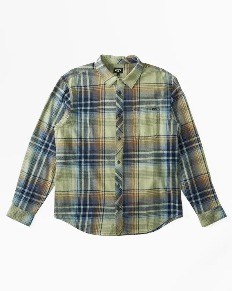 Billabong Coastline Lightweight Flannel Shirt – Light Sage, Long-Sleeve 1