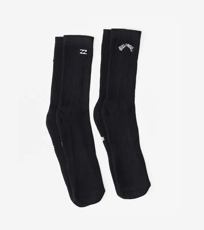 Billabong Core Classic Crew Socks – Solid Black 1