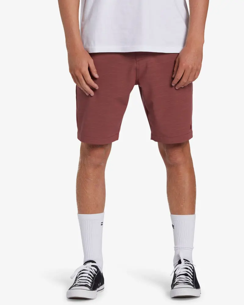 Billabong Crossfire Slub Cotton Mid Shorts In Dusty Red 1