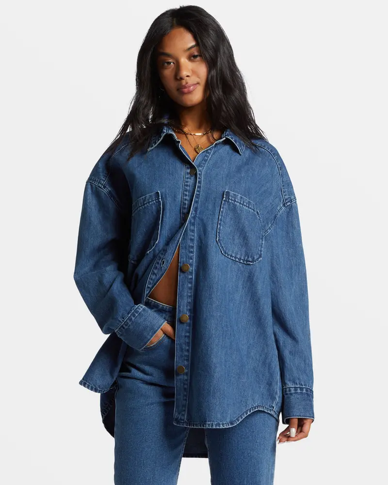 Billabong Deep Sea Shacket In Navy Blue 1