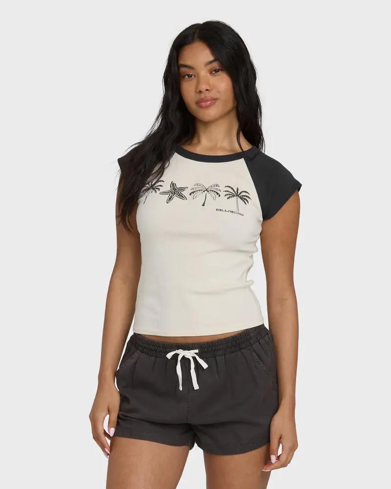 Billabong Des Tropic Raglan Sleeve Tee – White Cap 1