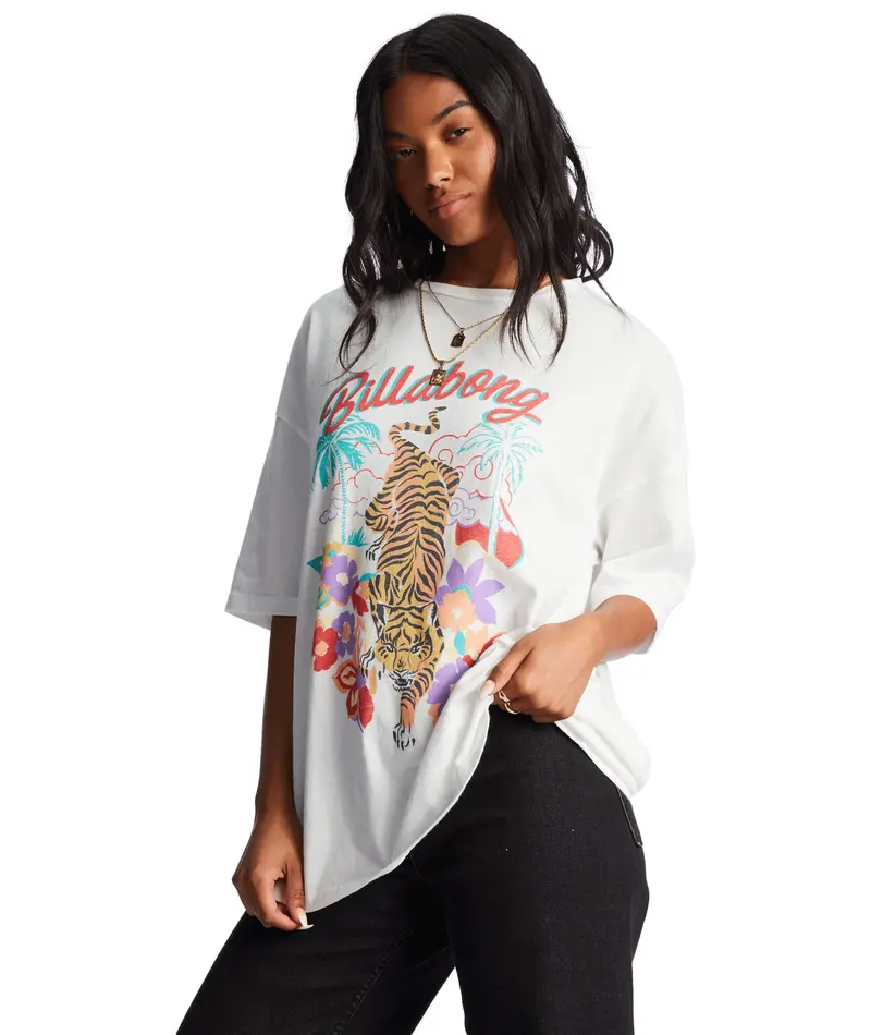 Billabong Easy Tiger Graphic T-Shirt In Salt Crystal 1