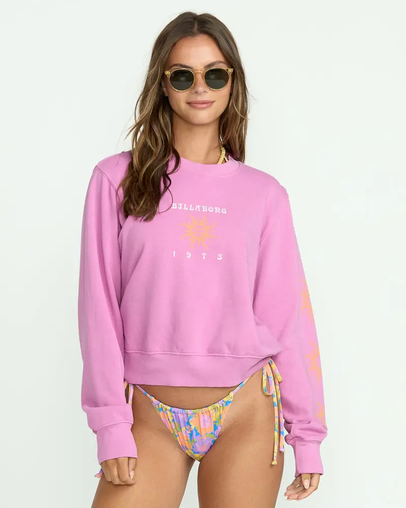 Billabong From Paradise Crewneck Sweatshirt In Bright Rose 1