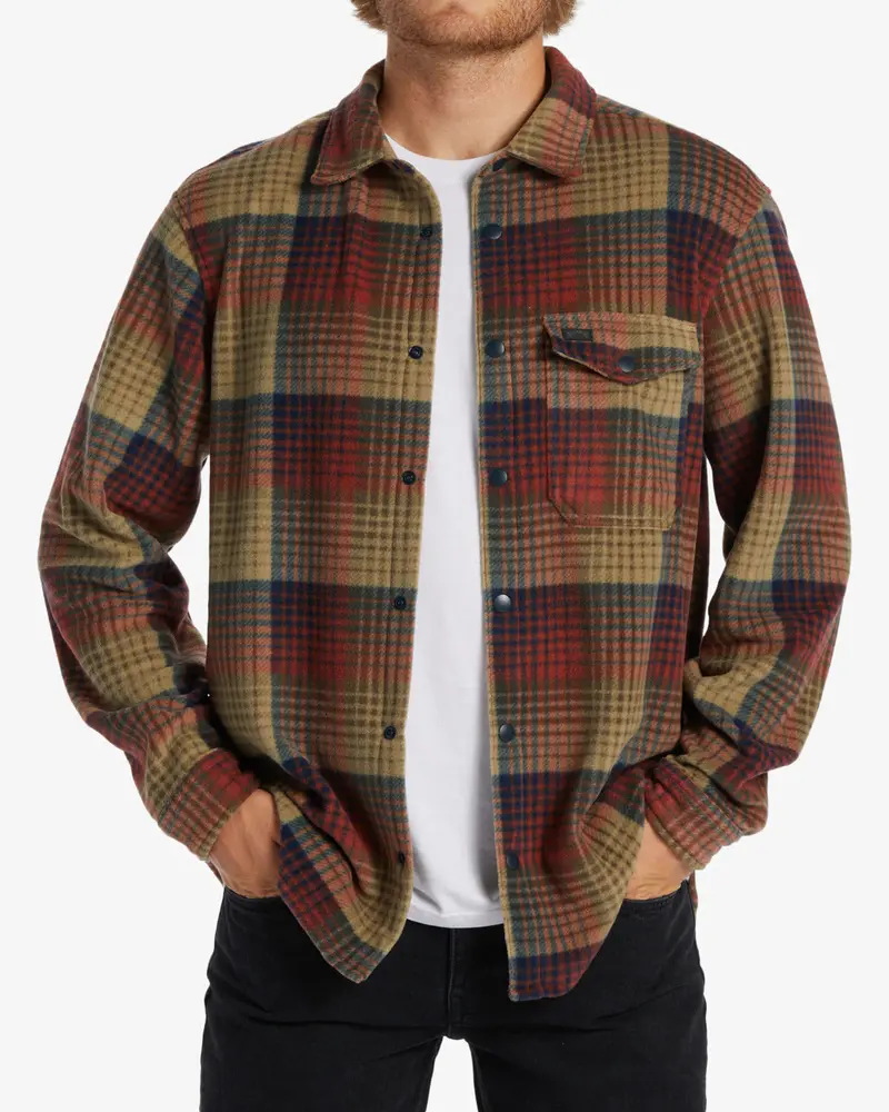Billabong Furnace Jacquard Flannel Long-Sleeve Shirt In Gravel Grey 1