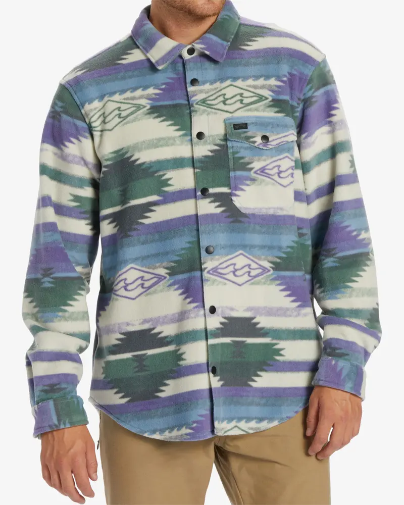 Billabong Furnace Washed-Blue Long-Sleeve Flannel Shirt 1