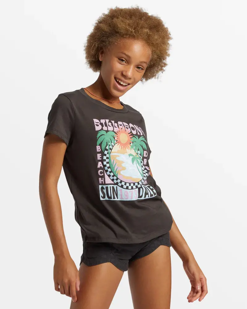 Billabong Girls Sun Daze Graphic T-Shirt – Off-Black 1