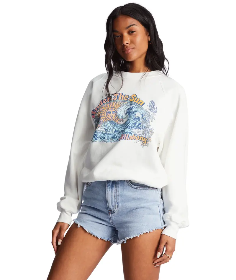 Billabong Here We Go Oversized Crewneck Sweatshirt – Salt Crystal 1