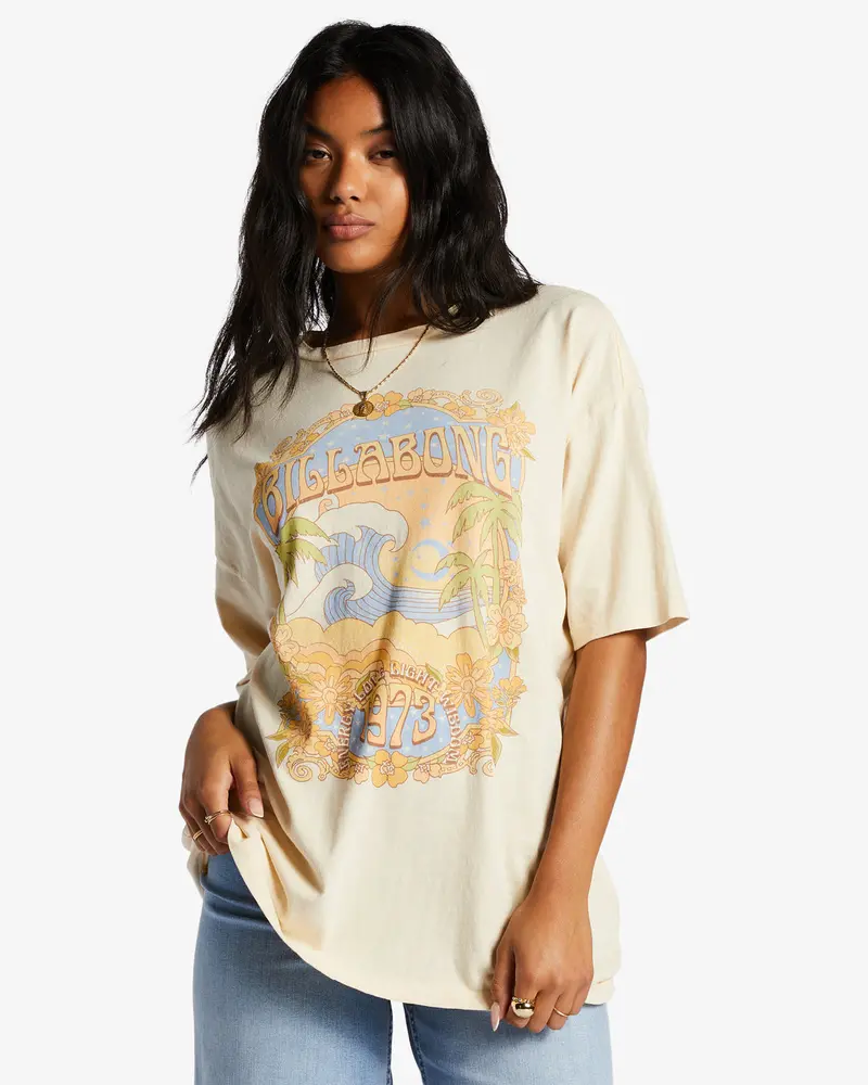Billabong In The Clouds Graphic T-Shirt – Antique White 1