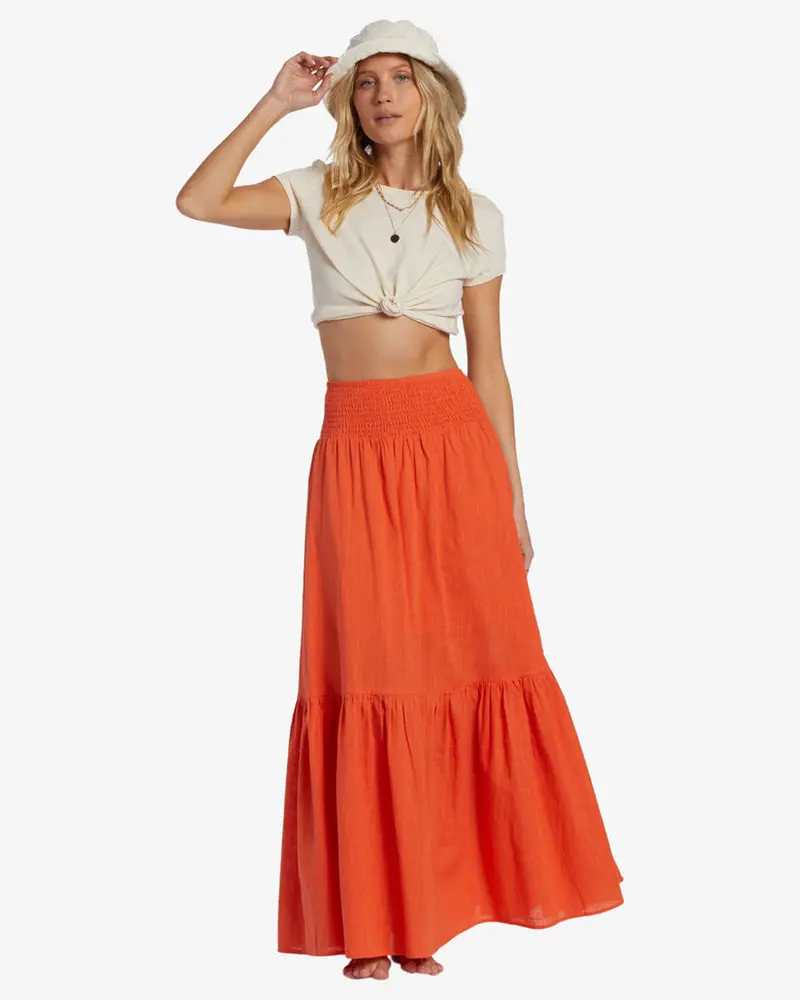 Billabong In The Palms Tiered Skirt In Coral Craze 1