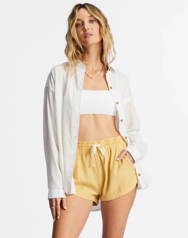 Billabong In The Tide Long-Sleeve Linen Blend Shirt – Salt Crystal 1