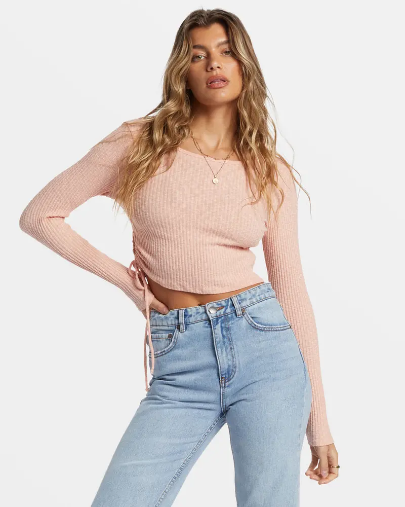 Billabong Its A Vibe Long Sleeve Shirt In Dusty Peach 1