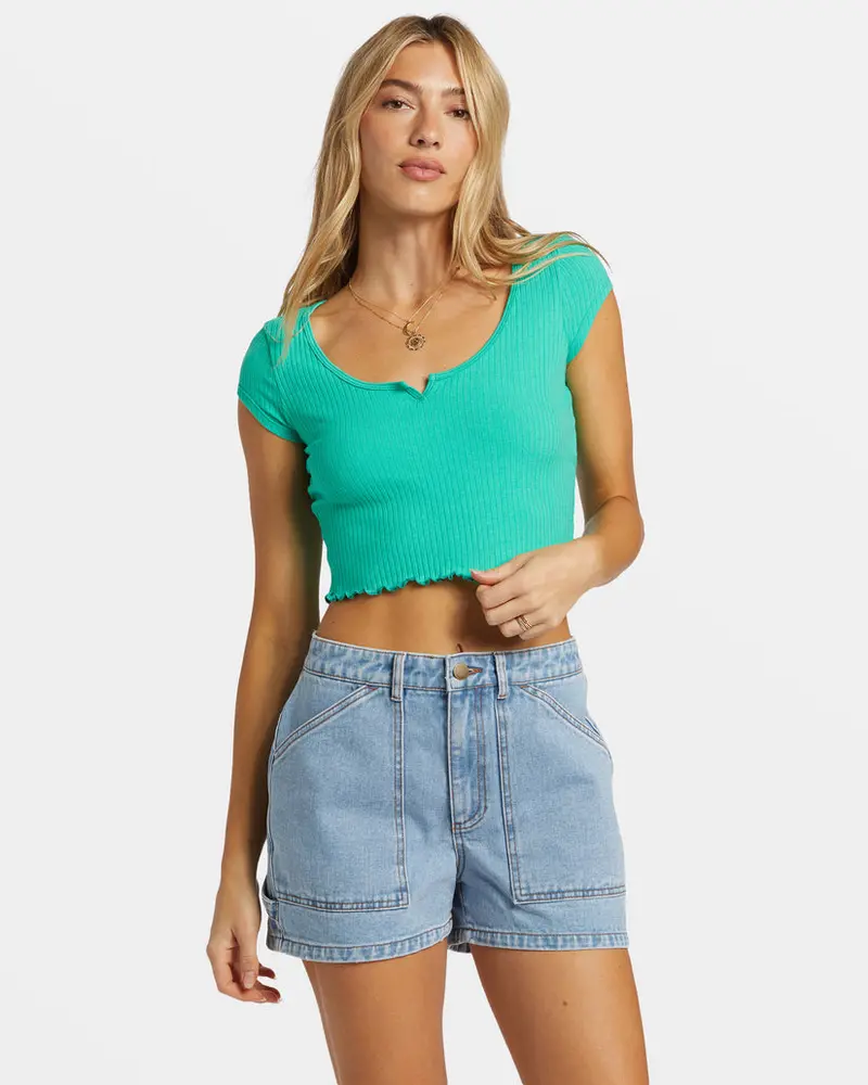 Billabong Notch V-Neck Tee – Tropical Green 1