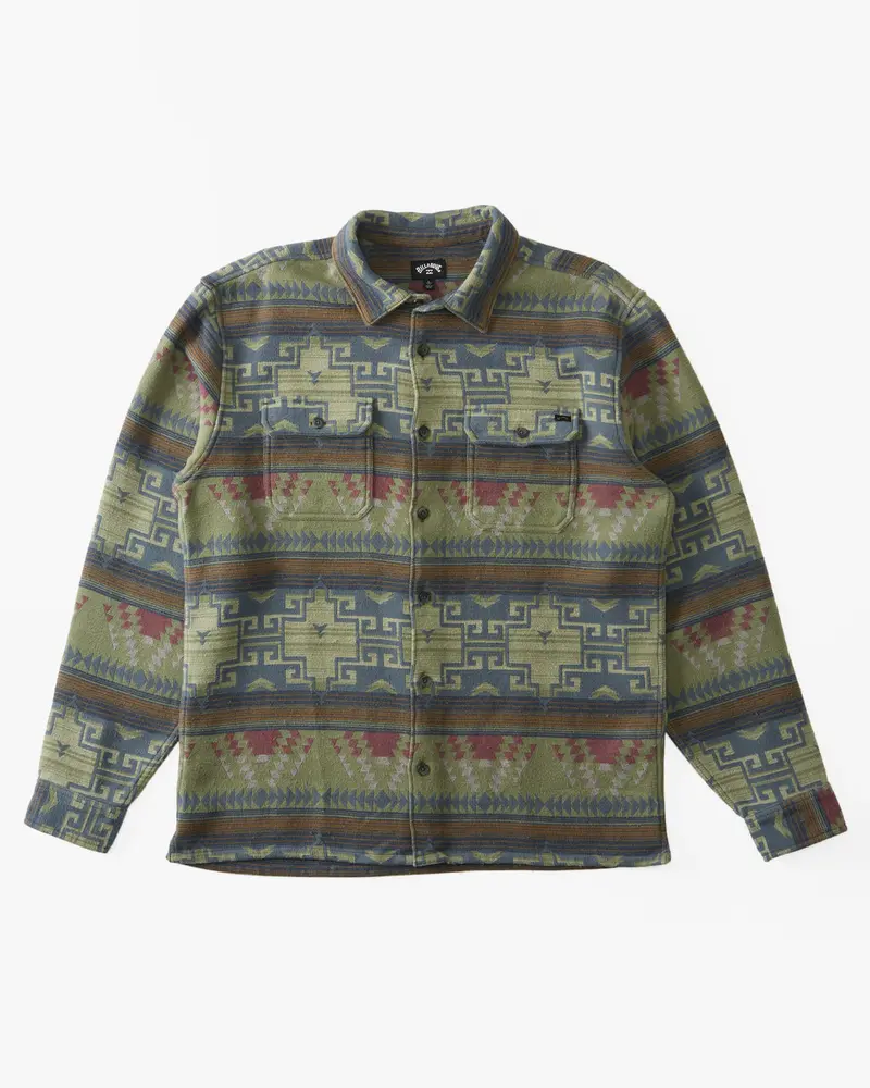 Billabong Offshore Jacquard Flannel Long-Sleeve Shirt In Sage 1