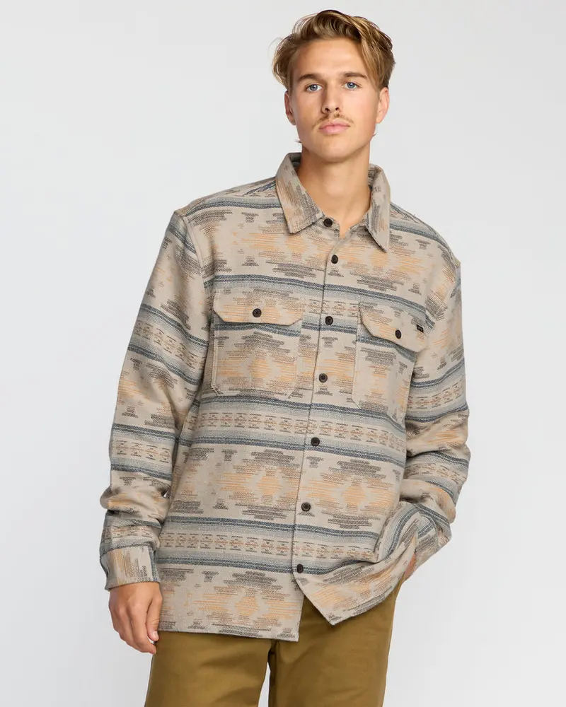 Billabong Offshore Jacquard Flannel Long-Sleeve Shirt In Sand 1
