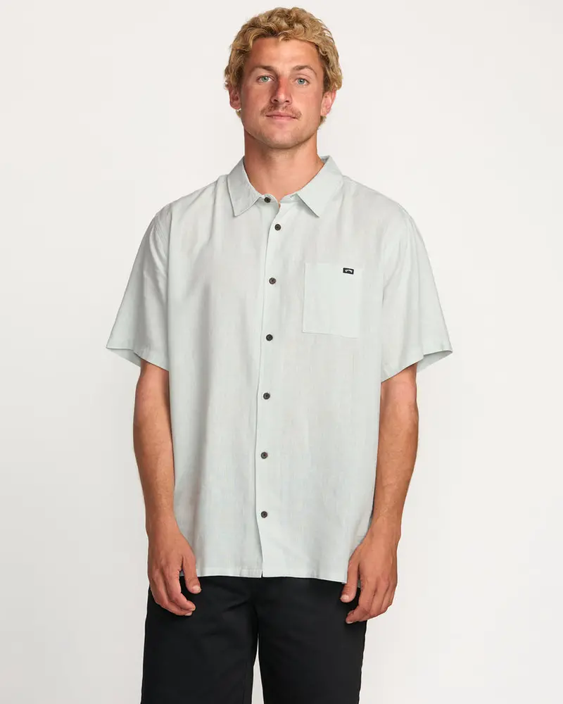 Billabong Ricardo Short-Sleeve Button-Up Shirt – Ash Blue 1