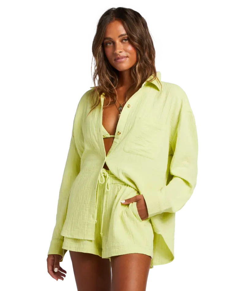 Billabong Right On Long-Sleeve Shirt – Light Lime 1