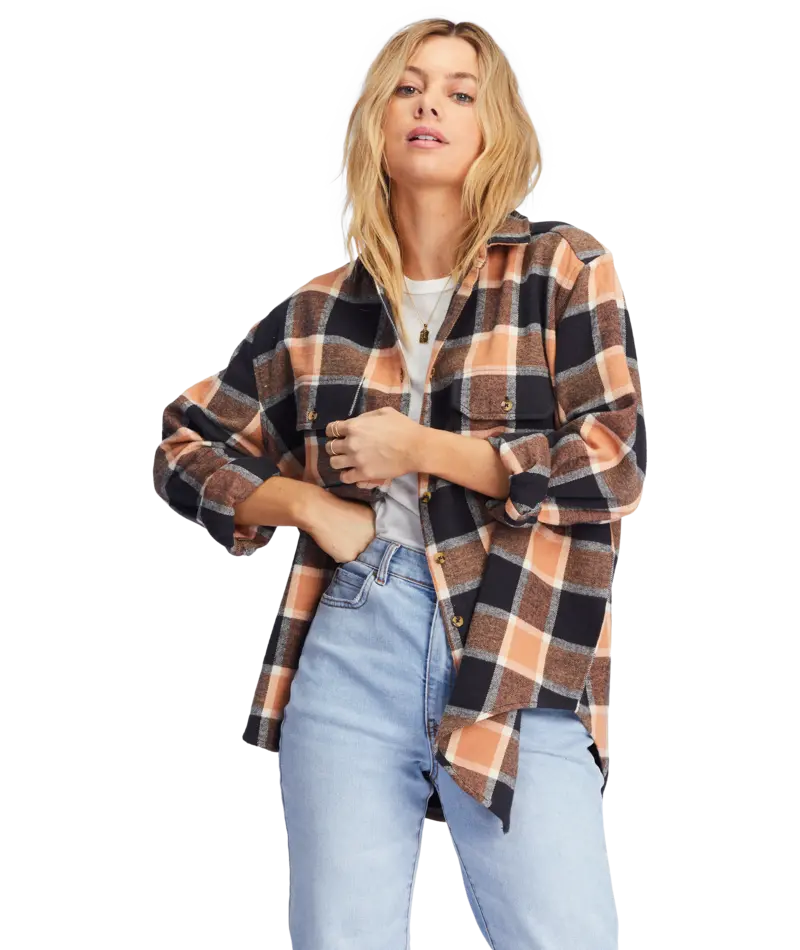 Billabong So Stoked Tan Long Sleeve Shirt 1