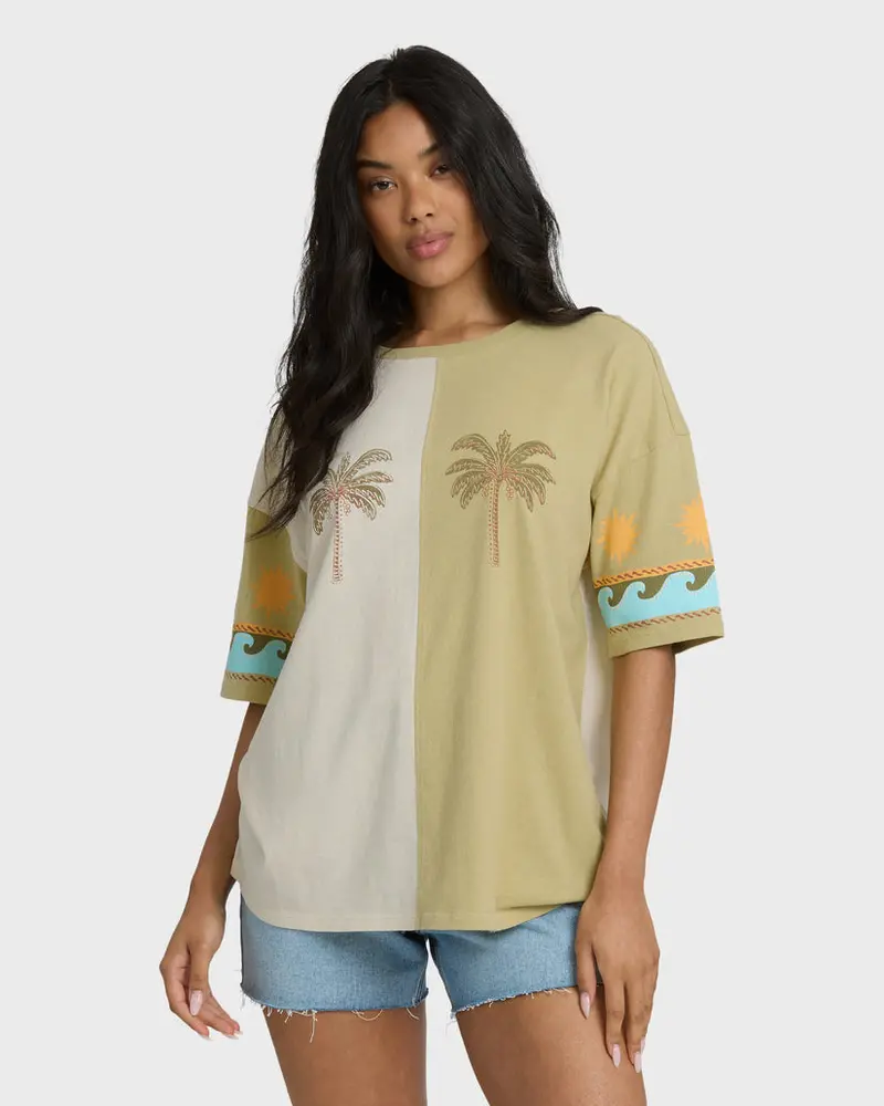 Billabong Split Palm Print Tee – White Cap 1