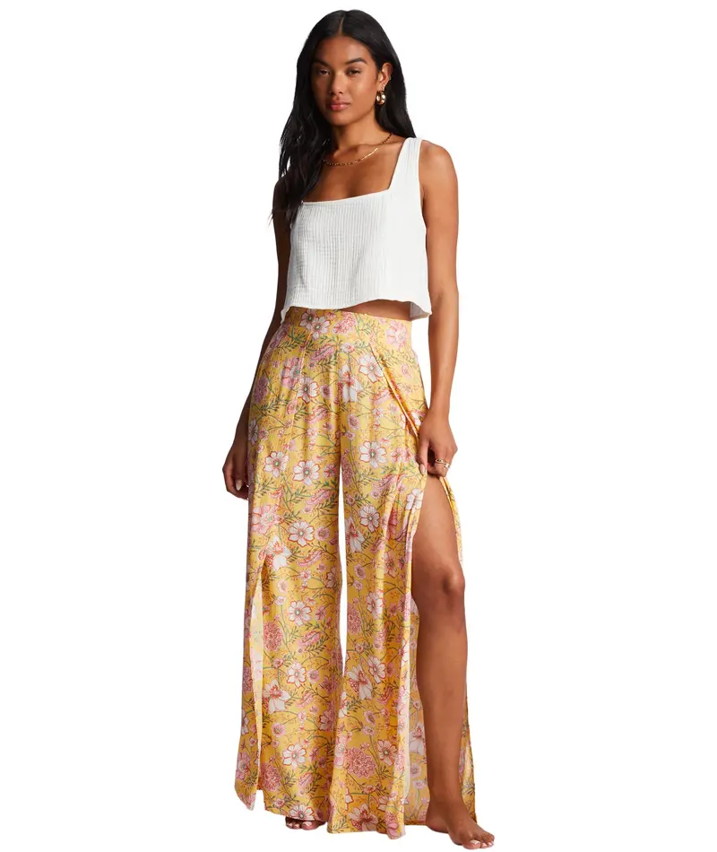 Billabong Split Spirit Flowy Palazzo Pants – Golden Peach 1