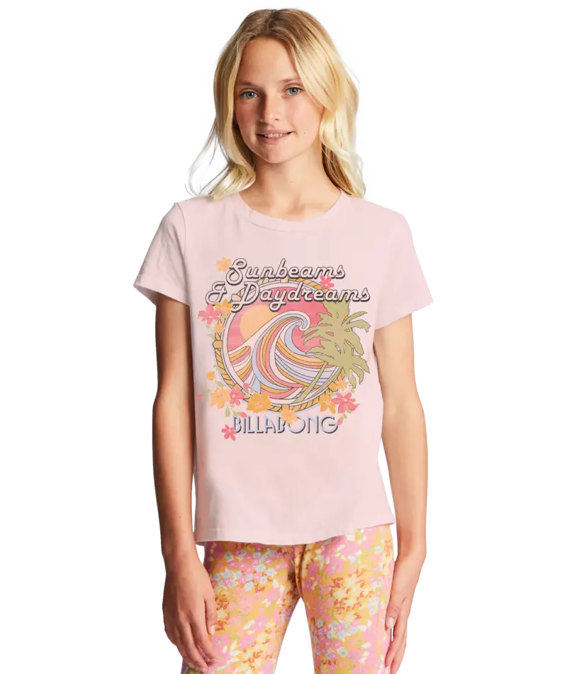 Billabong Sunbeam & Daydream Graphic Tee – Soft Pink 1