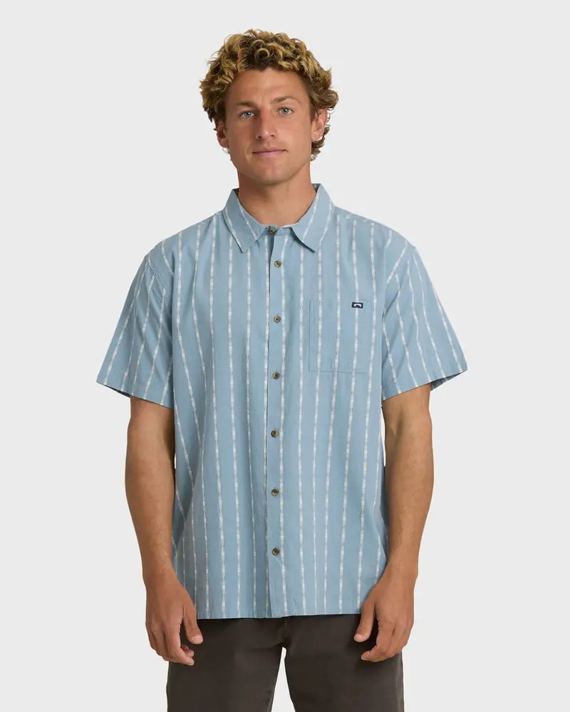 Billabong Sundays Jacquard Blue Fog Short-Sleeve Shirt 1
