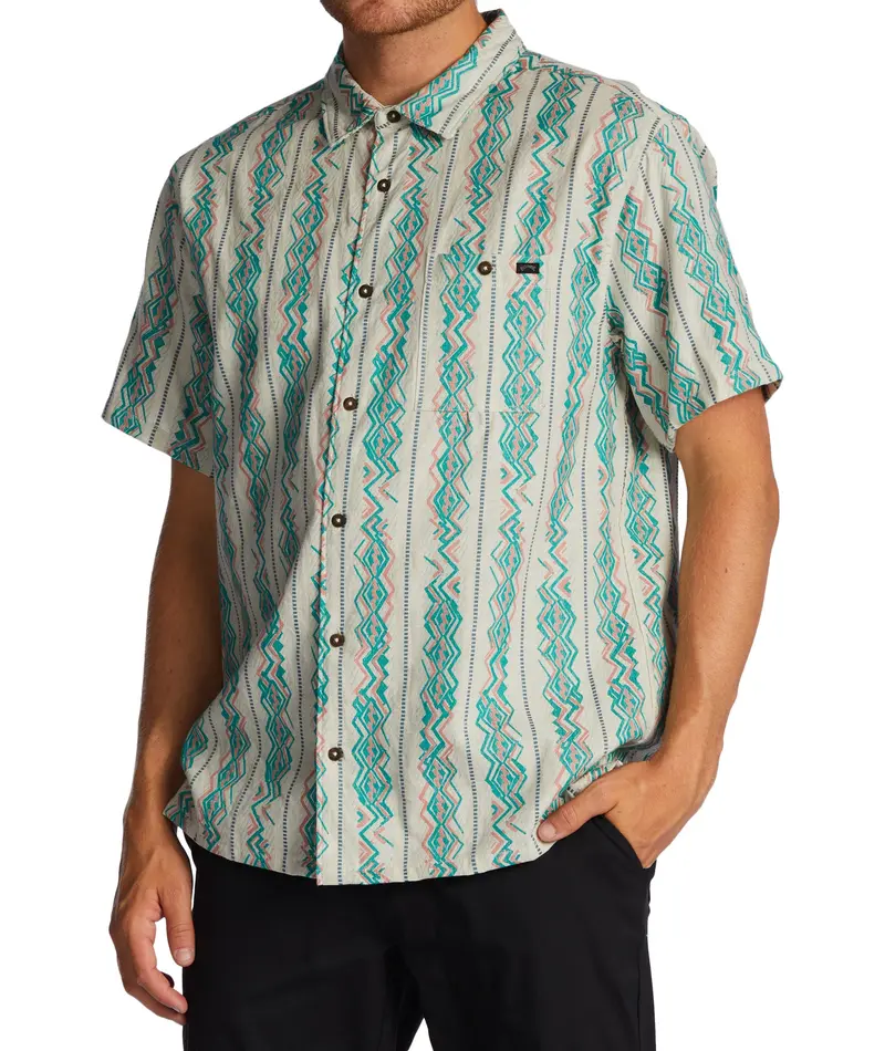 Billabong Sundays Jacquard Short-Sleeve Shirt In Sand 1