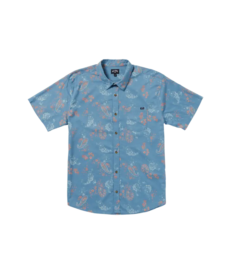 Billabong Sundays Short-Sleeve Shirt – Washed Blue Casual Top 1