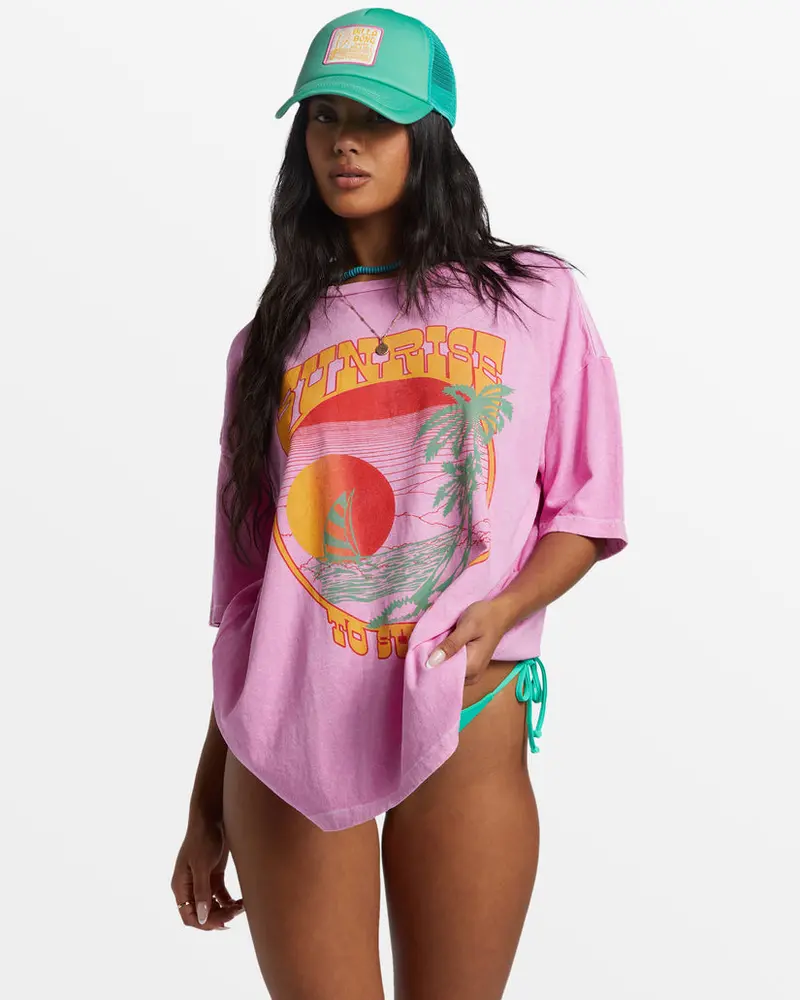 Billabong Sunrise To Sunset Graphic T-Shirt In Paradise Pink 1