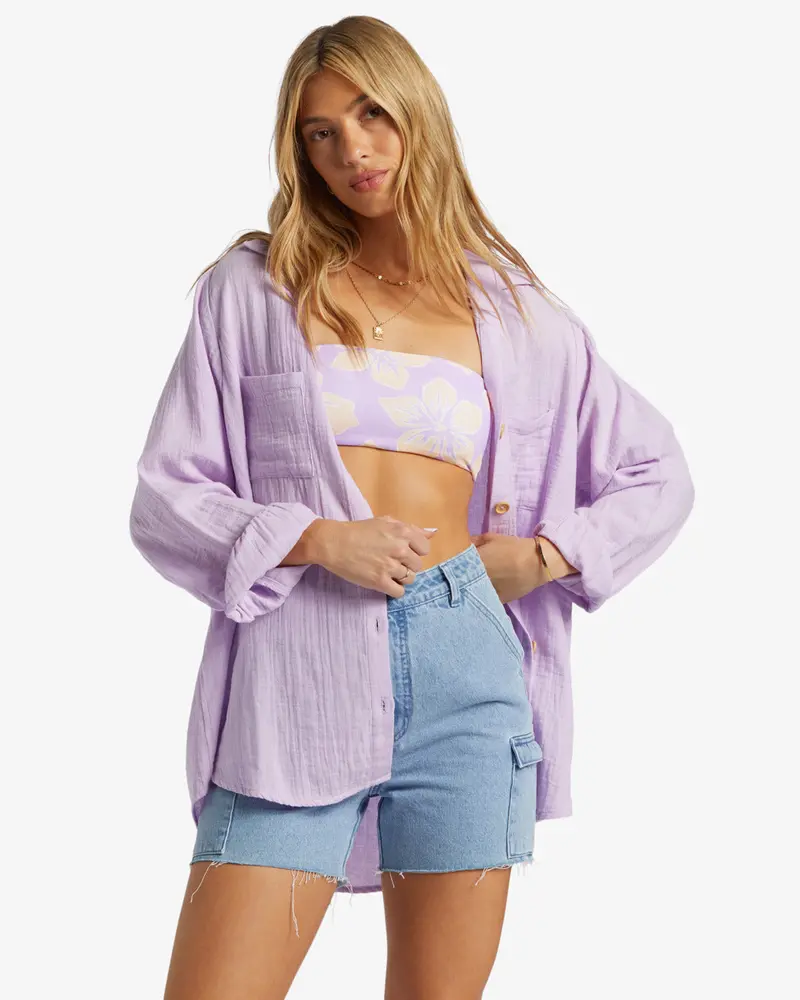 Billabong Swell Blouse – Long-Sleeve Tulip Print 1