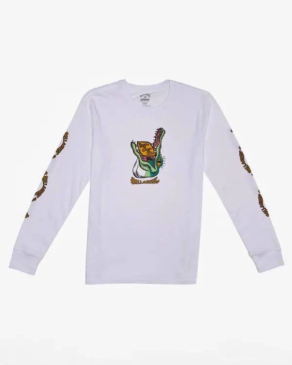 Billabong Toddler Croc Long-Sleeve Cotton Tee – White 1