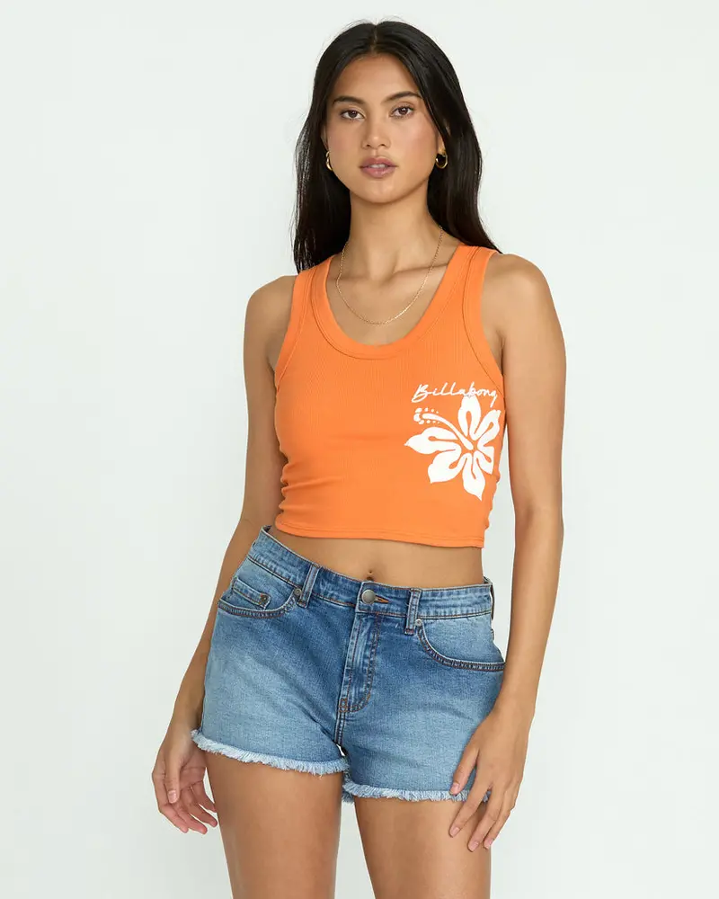 Billabong Tropics Invite Sleeveless Tank Top In Orange Squeeze 1