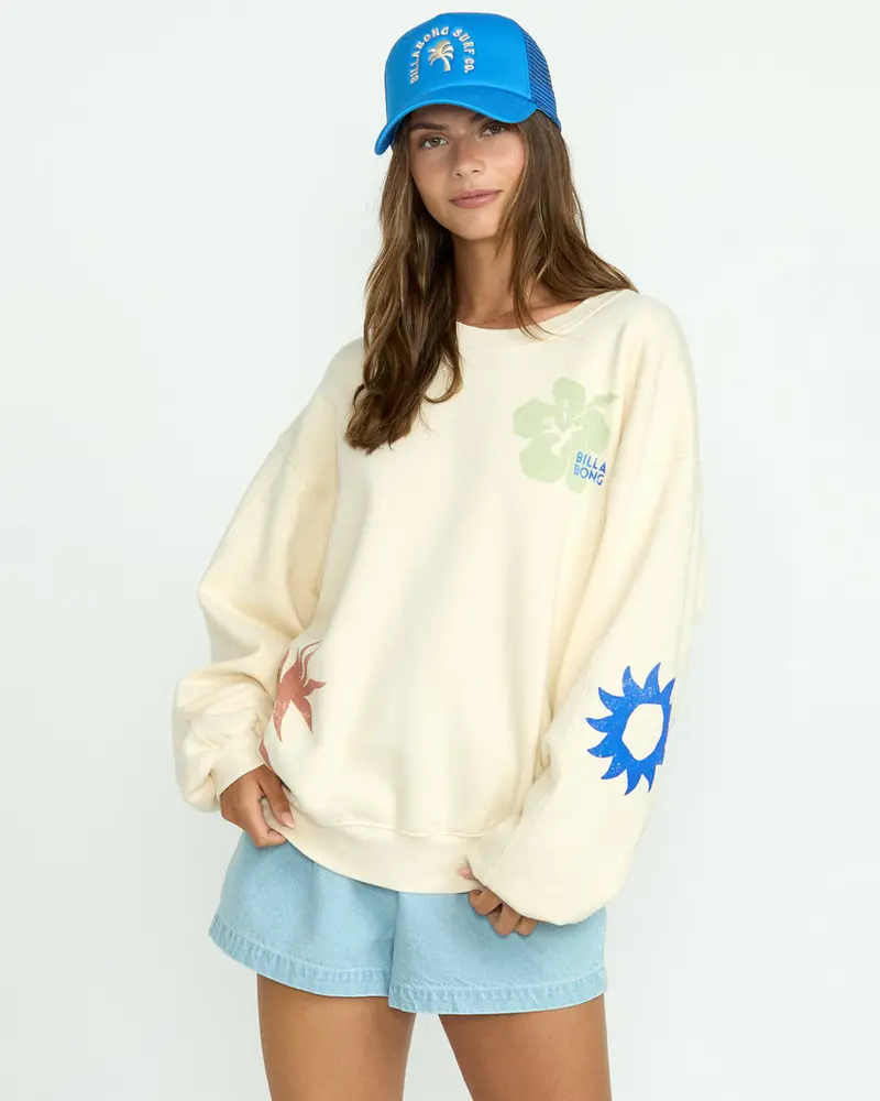 Billabong Water Signs Kendal Pullover Sweatshirt In Whitecap 1