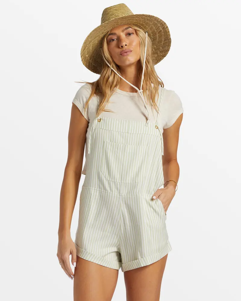 Billabong Wild Pursuit Sleeveless Romper In Light Avocado Green 1