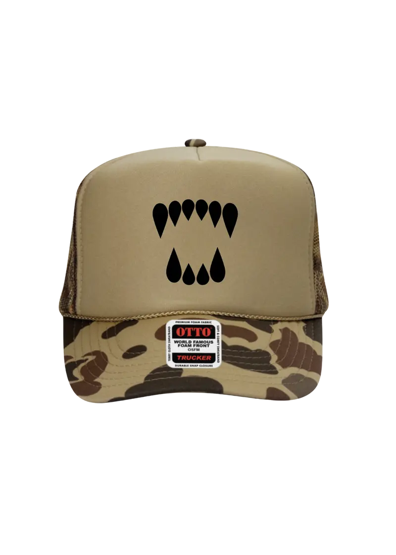 Blak Bear Teeth Trucker Hat In Jungle Camo 1