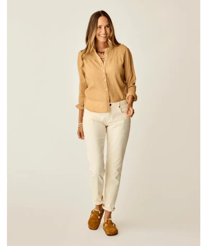 Carve Designs Carson Straight-Leg Jeans In Ecru Twill 1