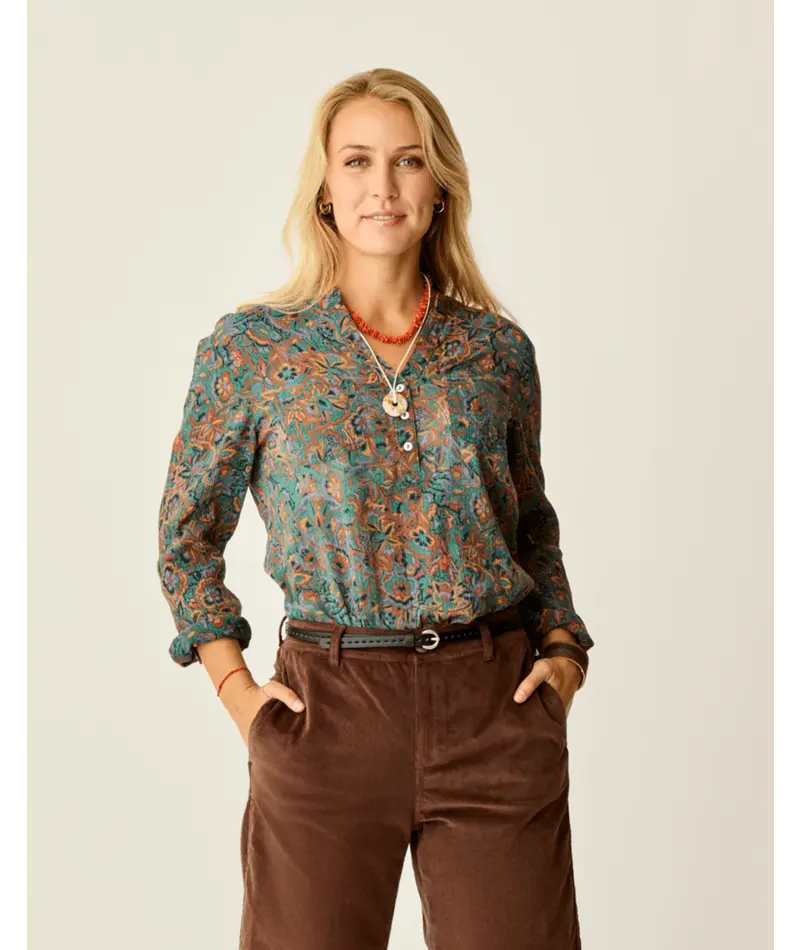 Carve Designs Dylan Gauze Long-Sleeve Shirt – Bistro Floral 1