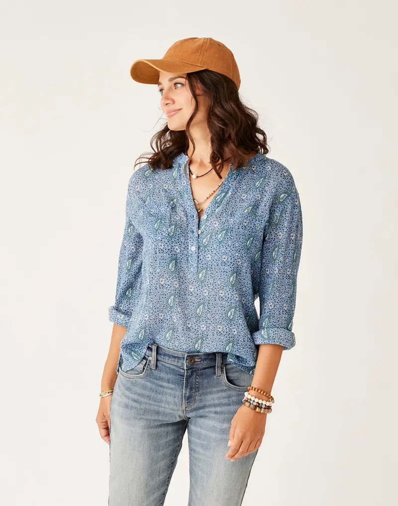 Carve Designs Dylan Gauze Long-Sleeve Shirt – Storm Paisley 1