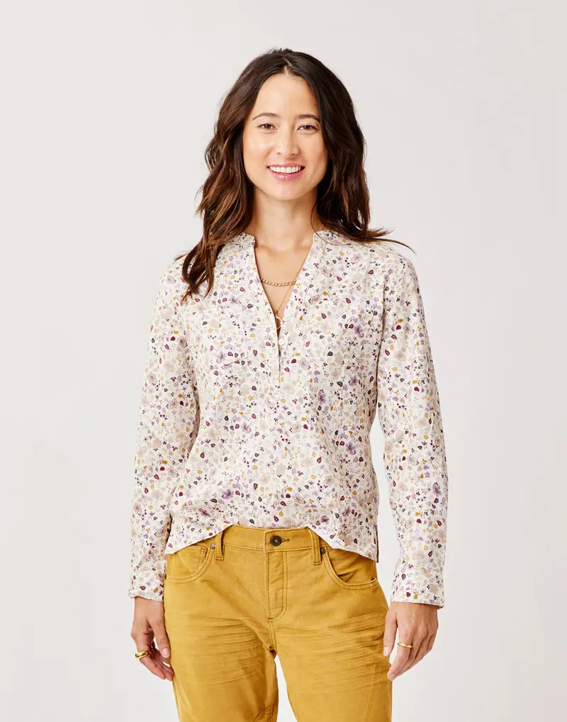 Carve Designs Dylan Long-Sleeve Twill Shirt In Cloud Floral Print 1