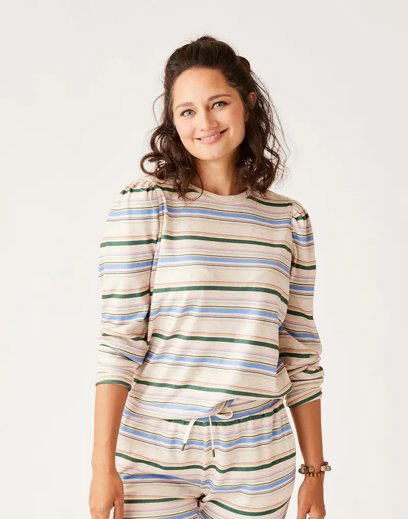 Carve Designs Naomi Oversized Sweatshirt In Multistripe Pattern 1