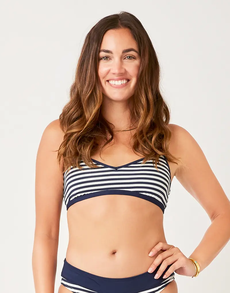 Carve Designs Navy Stripe Stinson Swim Top 1