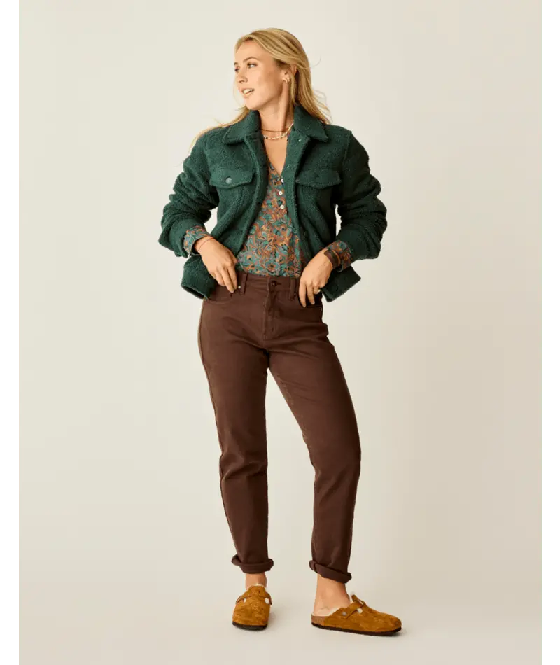 Carve Designs Rhea Bouclé Trucker Jacket – Pine 1