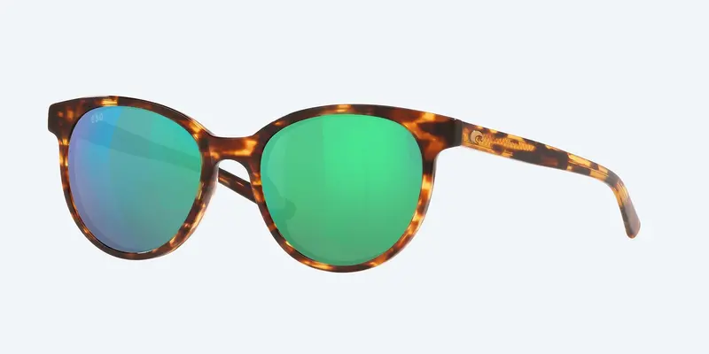 Costa Isla Polarized Sunglasses – Shiny Tortoise Frame With Green Mirror 580G Lenses 1
