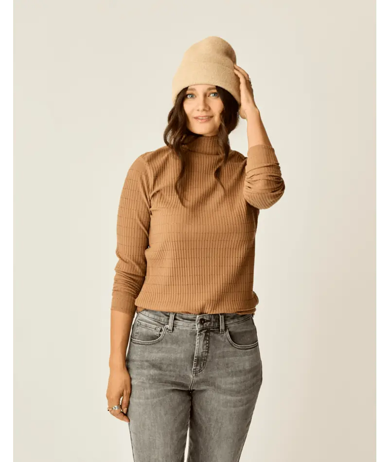 Denise Turtleneck Long-Sleeve Shirt With Rum Lurex Detail – Carve Designs 1