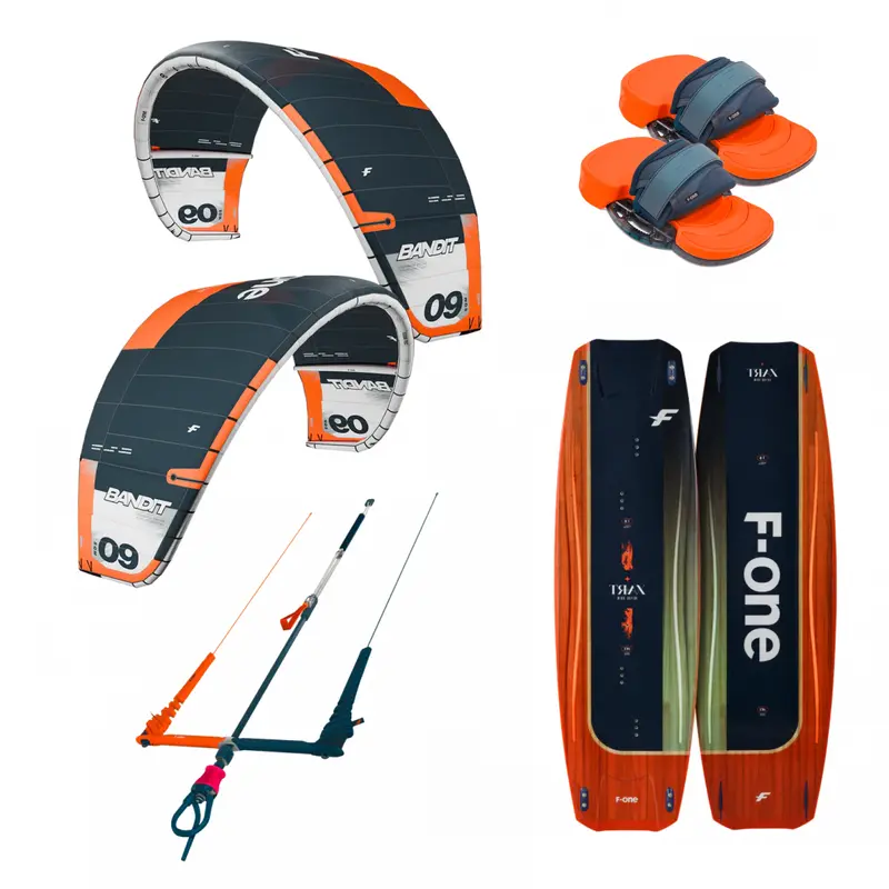 F-One Bandit V17 Kite Complete Package With Trax Board And Linx Control Bar 1